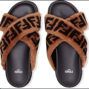 FENDI FIRST SHEARLING SLIDES